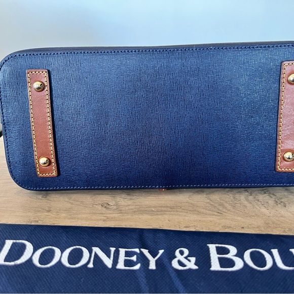 Dooney & Bourke navy blue and brown leather Satchel - Picture 6 of 13